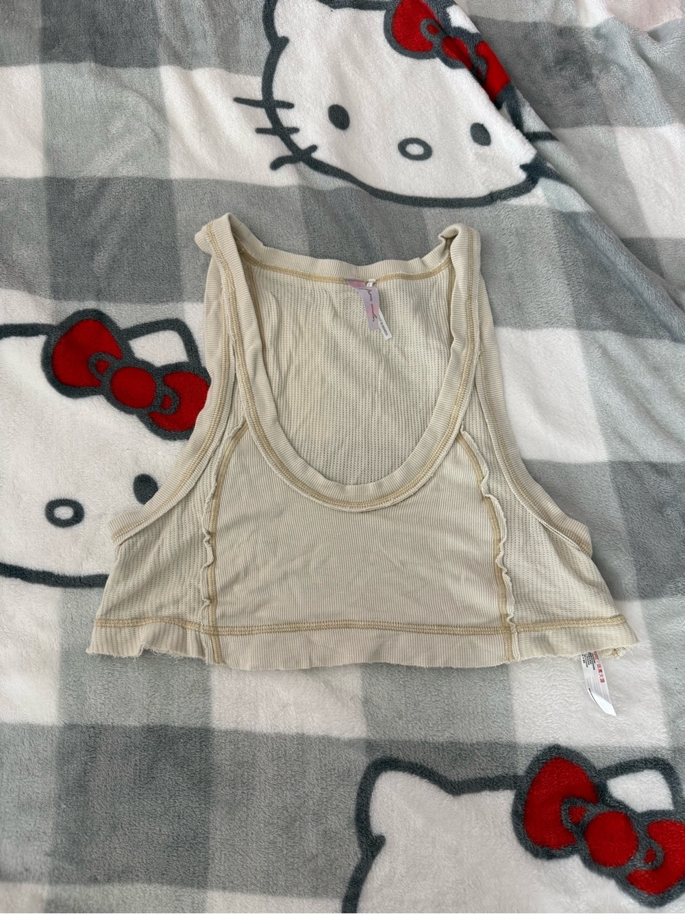 Urban Outfitters Cream Ribbed Crop Tank